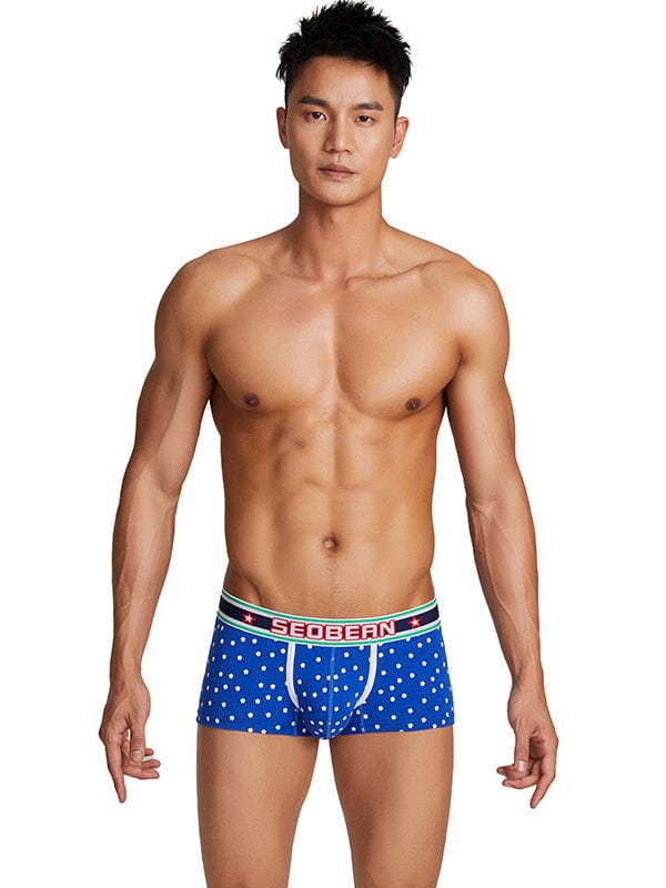 menaful Blue / M Sexy Low Rise Snowflake Boxer Briefs