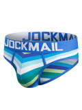 menaful Blue / M Striped Rainbow Cotton Breathable Low Waist Men's Briefs