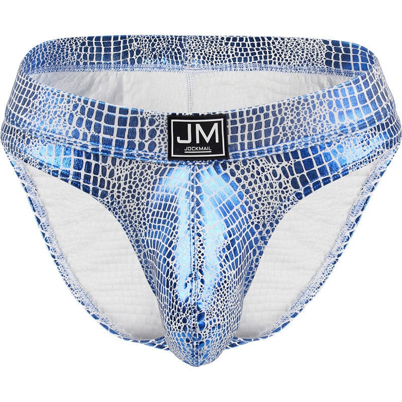 menaful Blue / M Triangular Snakeskin Print Briefs