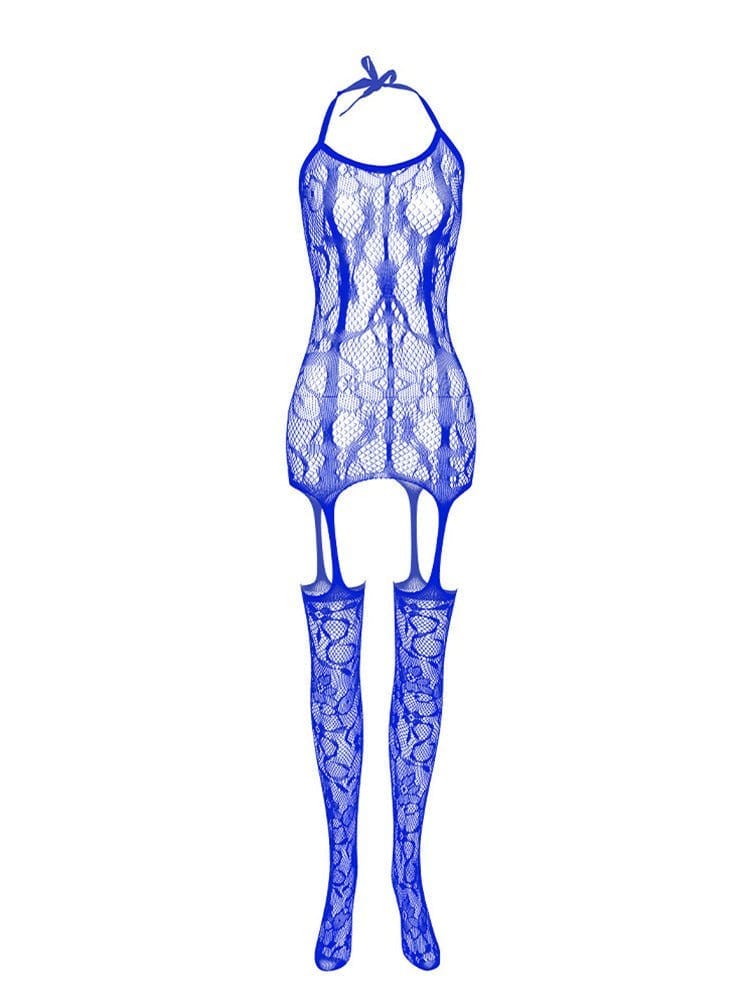 menaful Blue / One Size Front And Rear Cutout Sock Bodysuit