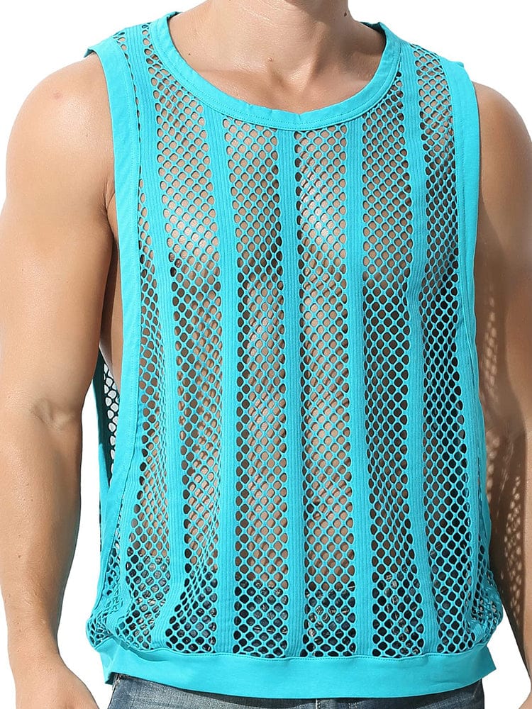 menaful Blue / S Men's Casual Hollow Out Sexy Tank Top