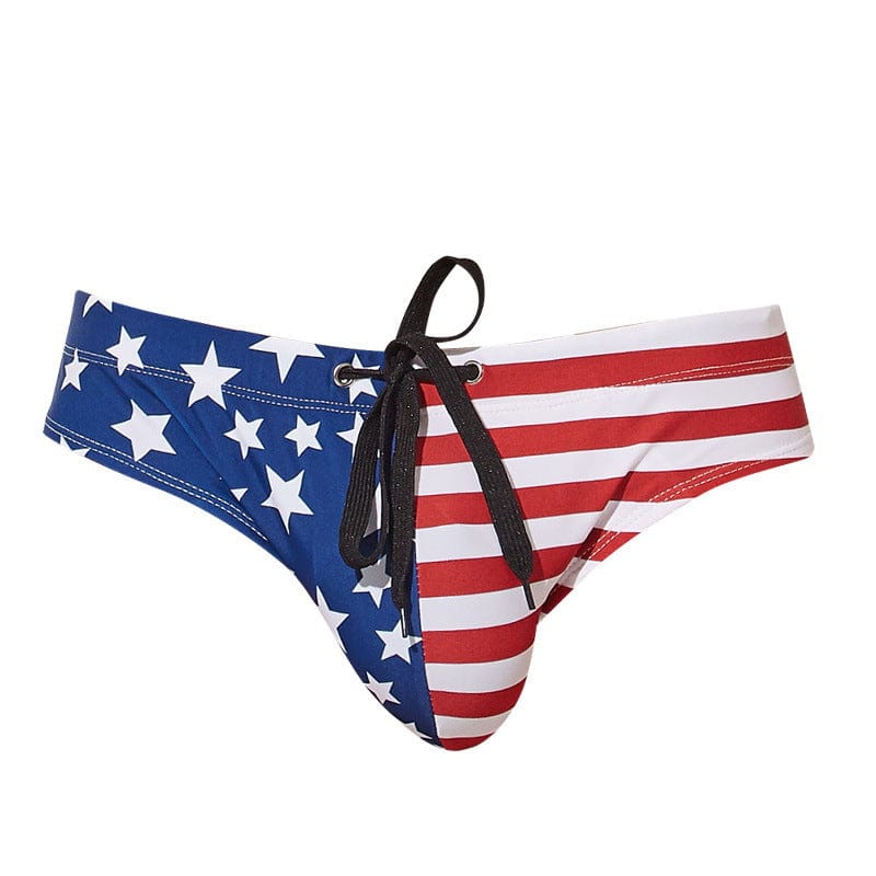 Menaful™ blue / S Men's Flag Print Beach Swimming Briefs