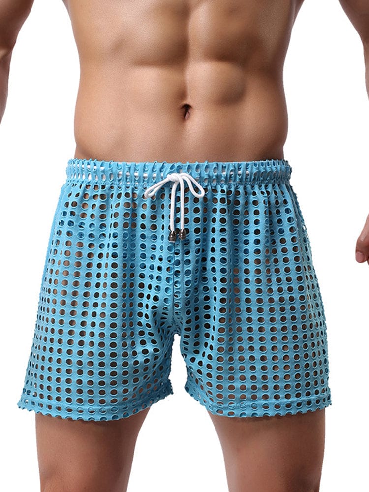 menaful Blue / S Men's Loose Sexy Mesh Shorts