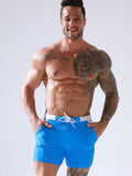 menaful Blue / S Men's Nylon Solid Color Swim Trunks