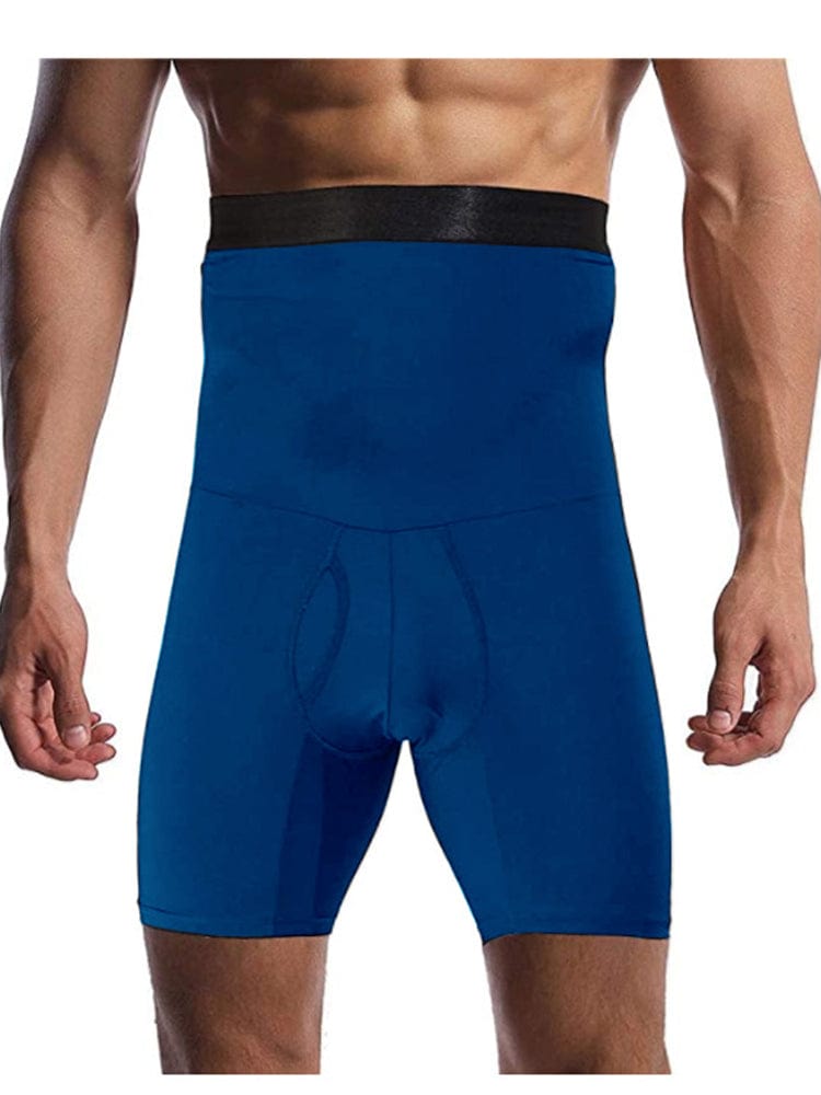 menaful Blue / S Men's Silicone Anti-Slip High Waist Shaping Boxer Briefs