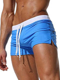 menaful Blue / S Men's Solid Color Beach Quick-drying Flat Swim Trunks