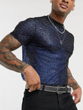 menaful Blue / S Mesh See-through Thin Breathable Bottoming Shirt