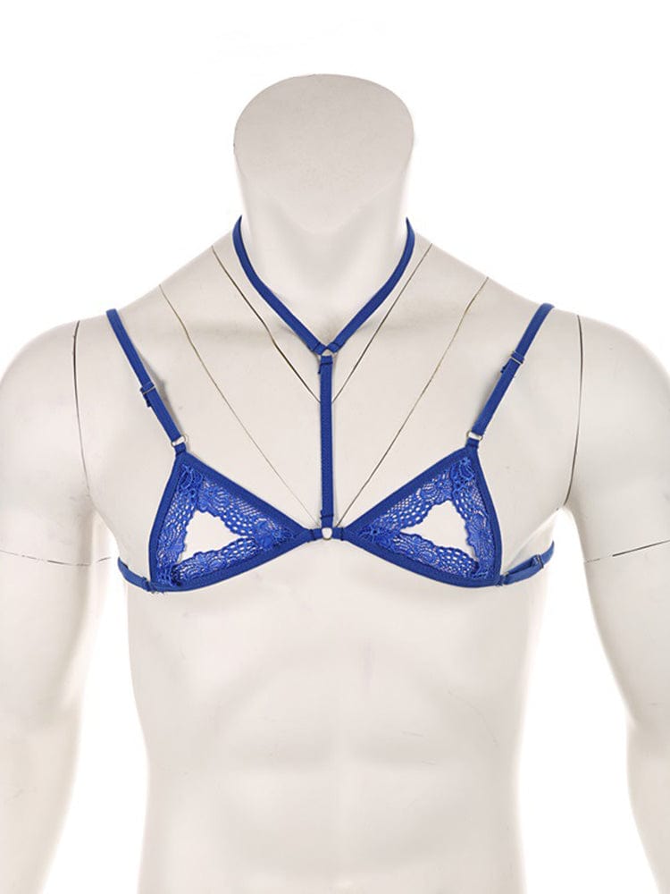 menaful Blue-Style B / S Men's Adjustable Breastless Bra