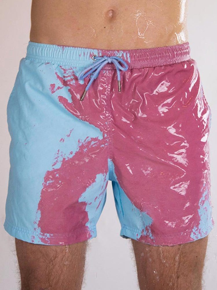 menaful Blue to purple / S Colour Changing Quick Dry Swim Trunks