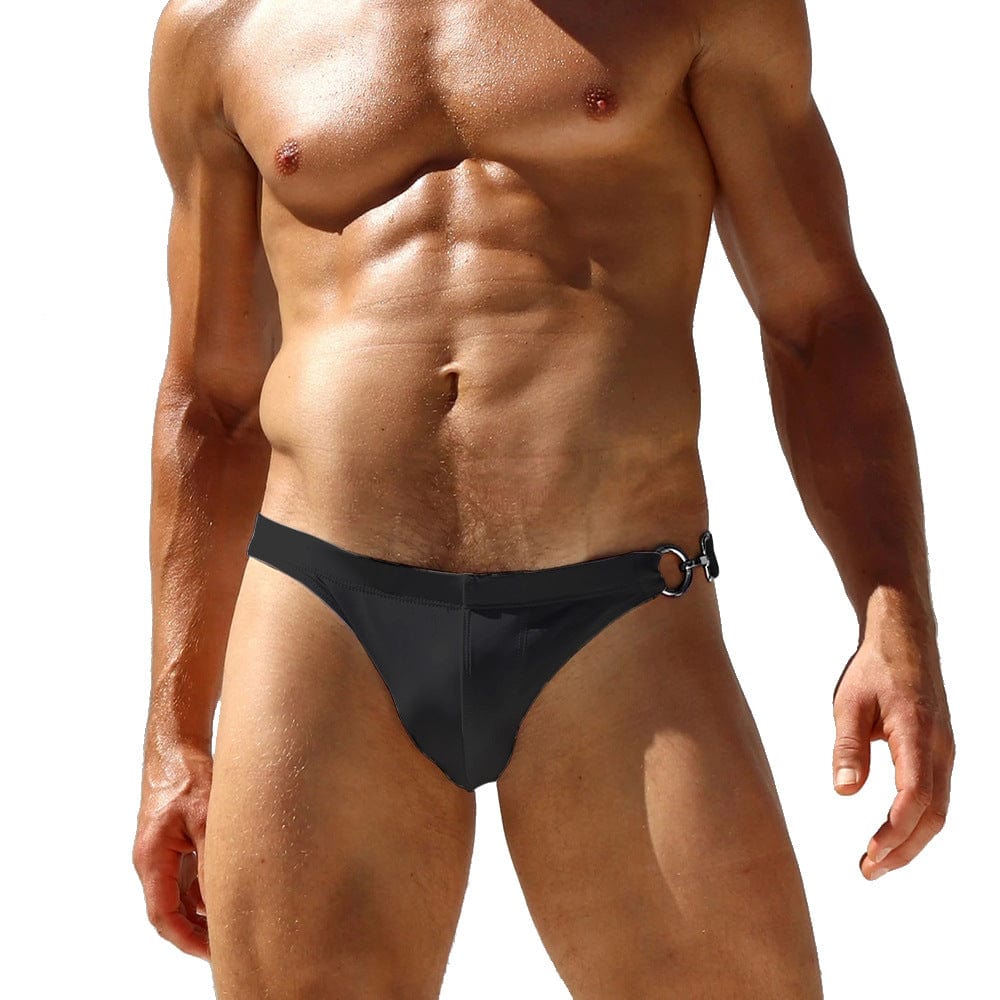 Menaful™ Bottoms Men's Low Rise Swim Bikini with Metal Buckle