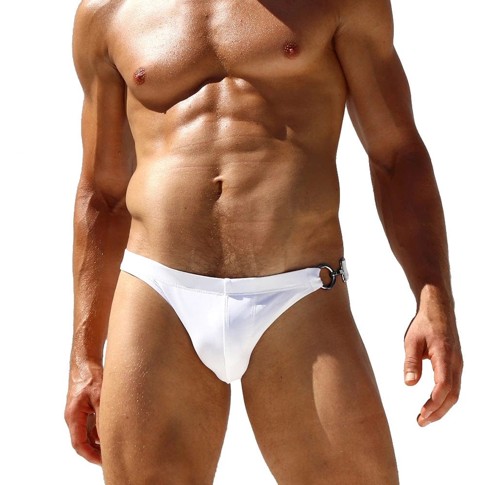 Menaful™ Bottoms Men's Low Rise Swim Bikini with Metal Buckle