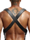 menaful Bound Sexy Muscles Genuine Leather Bulldog Harness