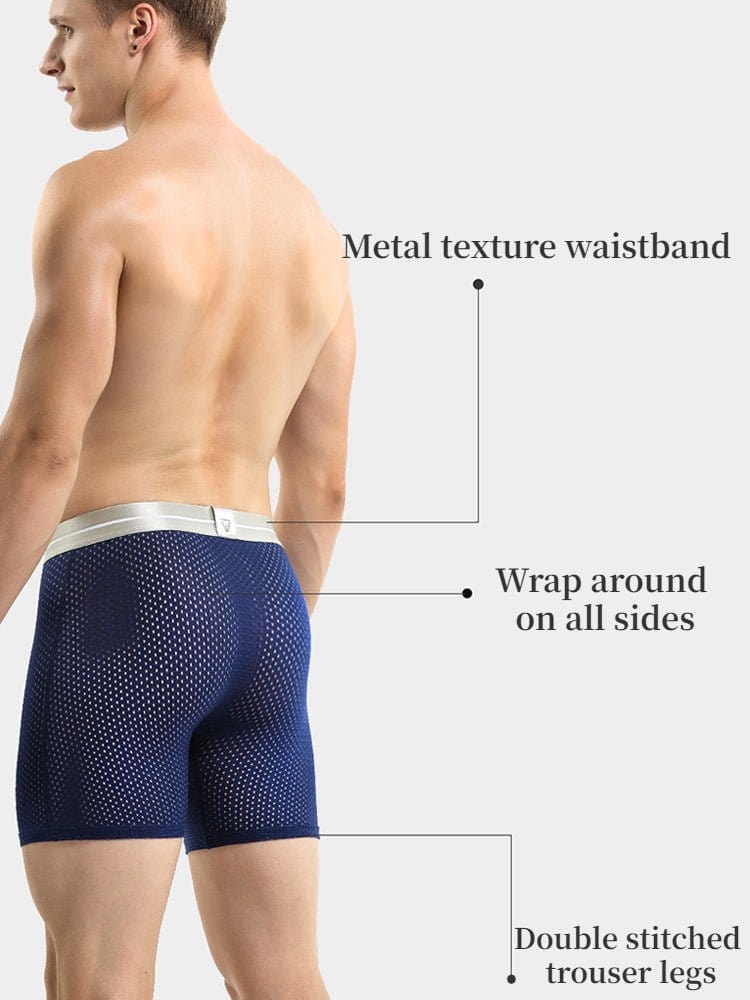 menaful Boxers Briefs & Midway Briefs 3 Pack Men's Ice Silk Breathable Boxers Briefs