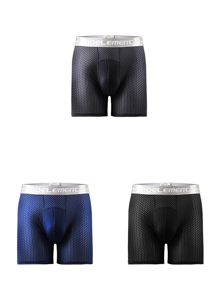 menaful Boxers Briefs & Midway Briefs Black/Blue/Grey / S 3 Pack Men's Ice Silk Breathable Boxers Briefs