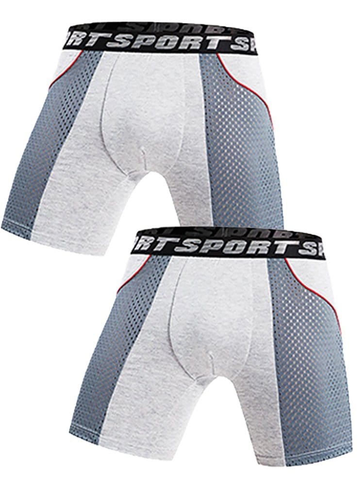 menaful Boxers Briefs & Midway Briefs Grey / S 2 Pack Men's Sports Anti-friction Mesh Boxer Briefs