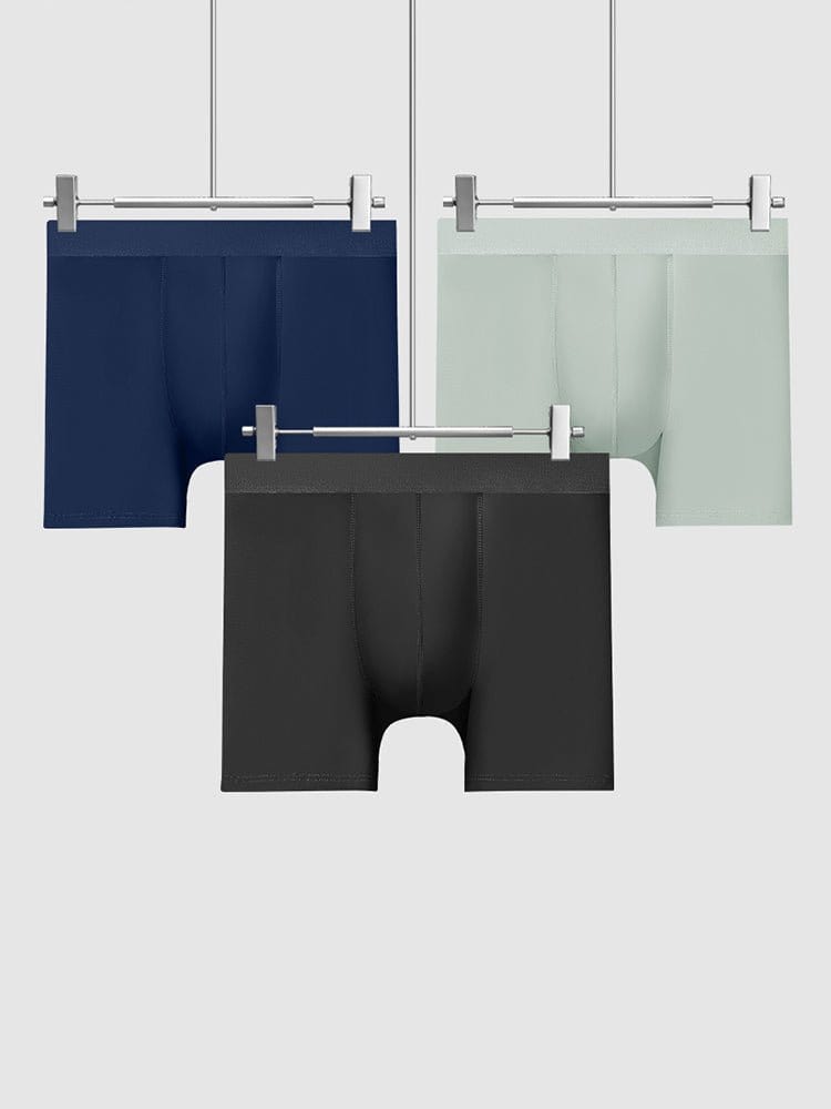 menaful Boxers Briefs & Midway Briefs Navy/Grey/Black / XS 3 Pcs Ice Silk Breathable Sports Boxers Briefs