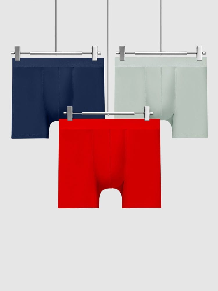 menaful Boxers Briefs & Midway Briefs Navy/Grey/Red / XS 3 Pcs Ice Silk Breathable Sports Boxers Briefs