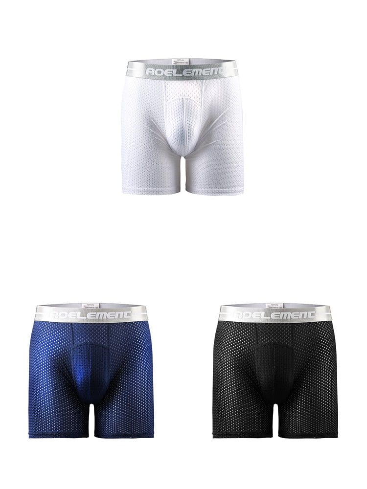 menaful Boxers Briefs & Midway Briefs White/Blue/Black / S 3 Pack Men's Ice Silk Breathable Boxers Briefs