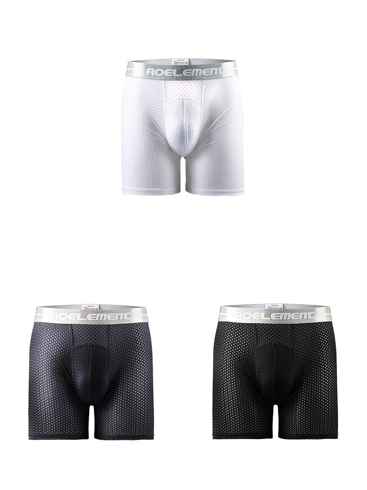 menaful Boxers Briefs & Midway Briefs White/Grey/Black / S 3 Pack Men's Ice Silk Breathable Boxers Briefs