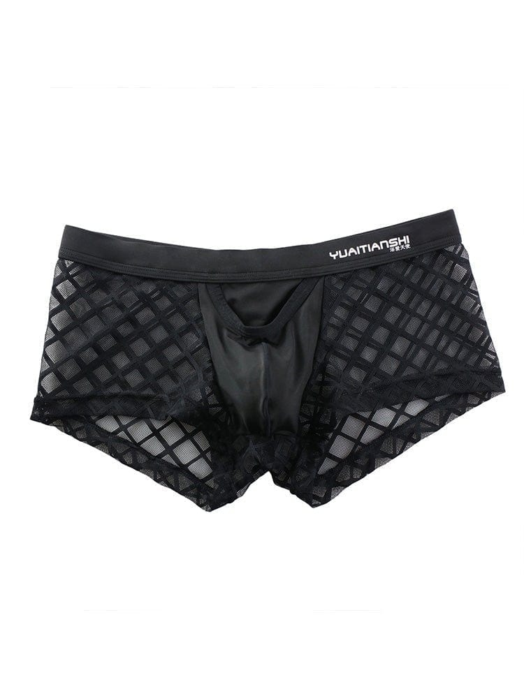 menaful Breathable Lace Mid Waist Boxer Briefs