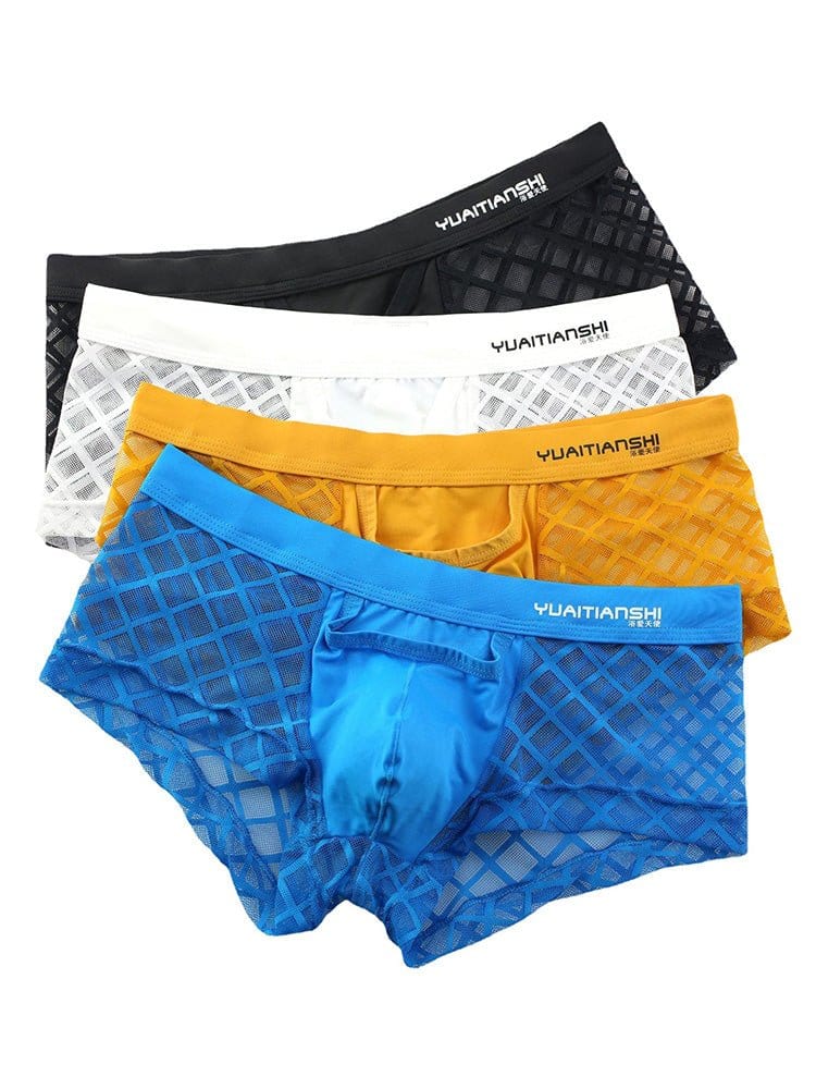 menaful Breathable Lace Mid Waist Boxer Briefs