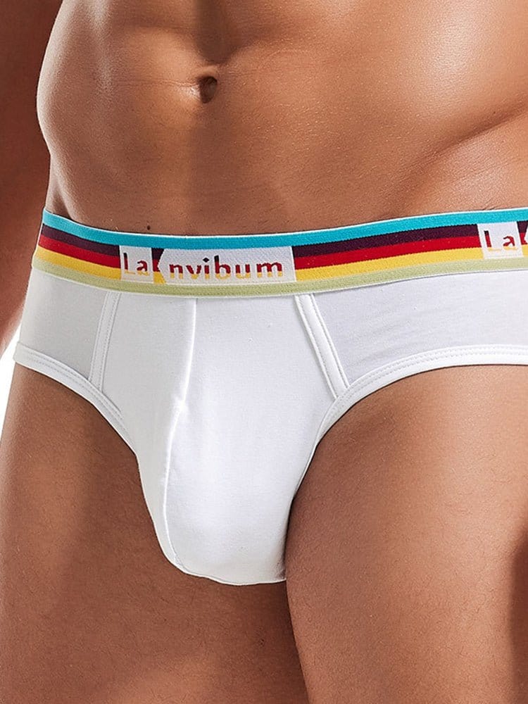 menaful Briefs 2 Pack Men's Rainbow Waistband Big Pouch Briefs