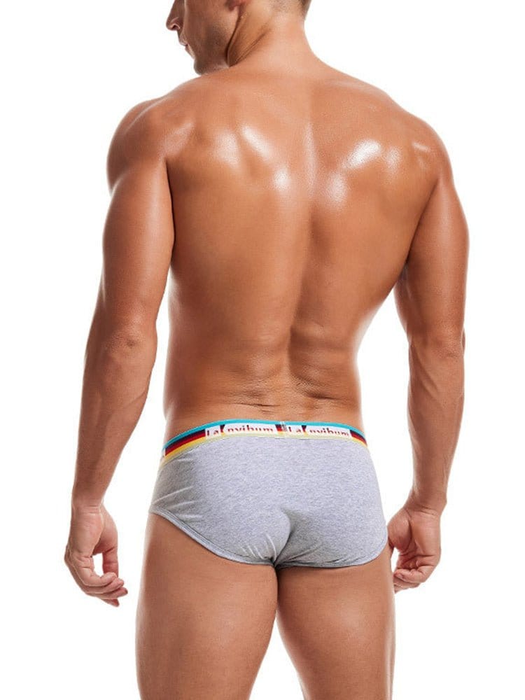 menaful Briefs 2 Pack Men's Rainbow Waistband Big Pouch Briefs