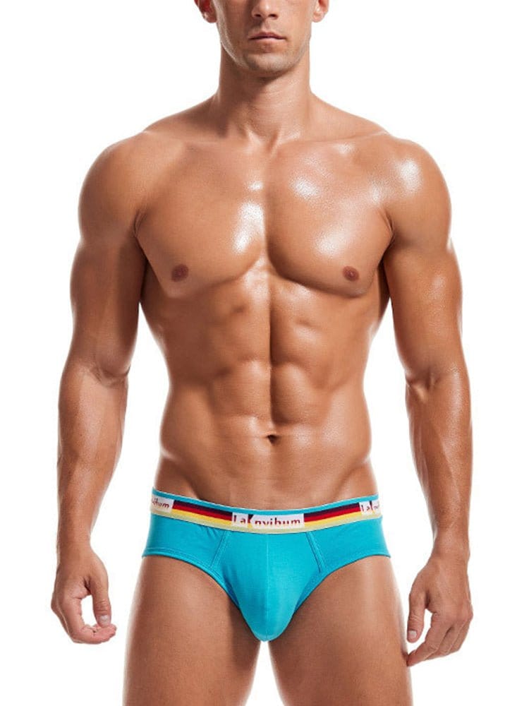 menaful Briefs 2 Pack Men's Rainbow Waistband Big Pouch Briefs