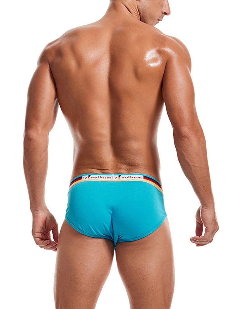 menaful Briefs 2 Pack Men's Rainbow Waistband Big Pouch Briefs