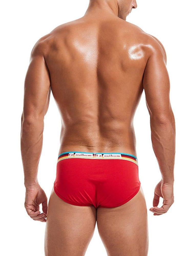 menaful Briefs 2 Pack Men's Rainbow Waistband Big Pouch Briefs