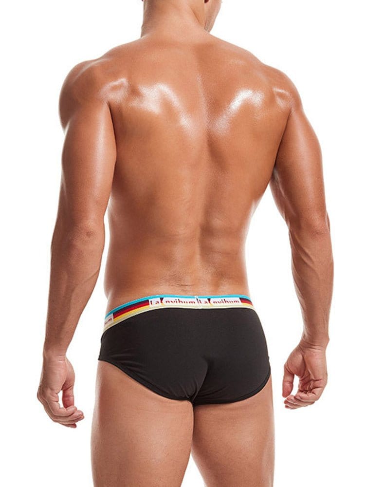 menaful Briefs 2 Pack Men's Rainbow Waistband Big Pouch Briefs