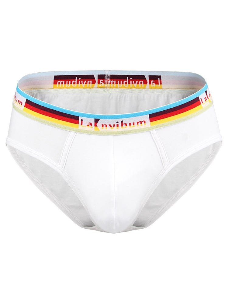 menaful Briefs 2 Pack Men's Rainbow Waistband Big Pouch Briefs