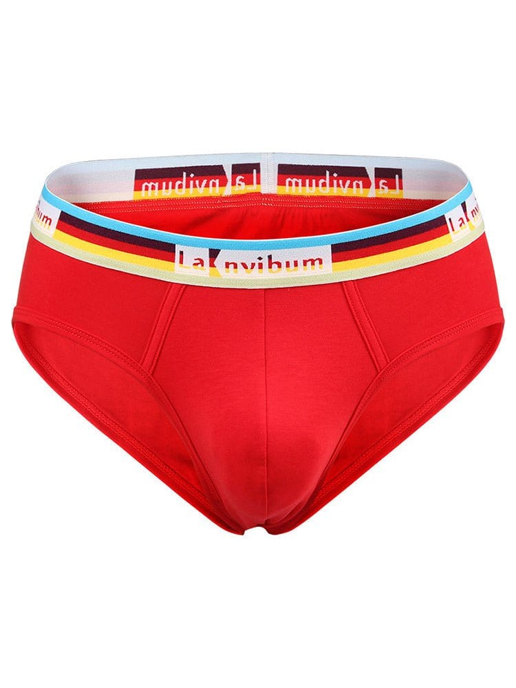 menaful Briefs 2 Pack Men's Rainbow Waistband Big Pouch Briefs