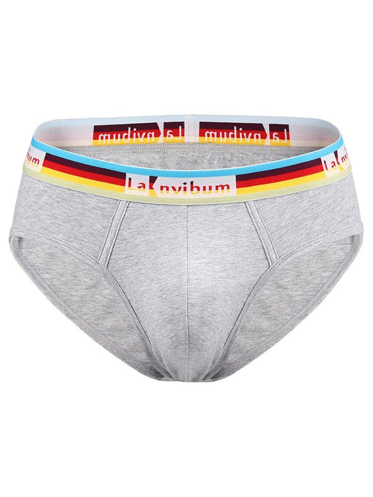 menaful Briefs 2 Pack Men's Rainbow Waistband Big Pouch Briefs