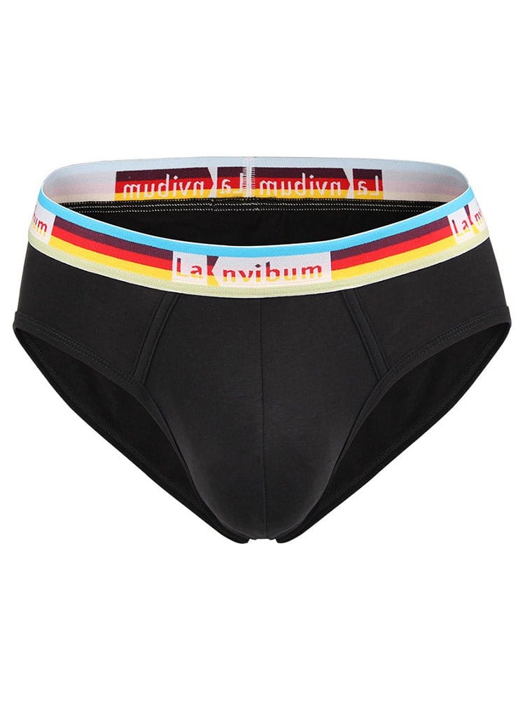 menaful Briefs 2 Pack Men's Rainbow Waistband Big Pouch Briefs