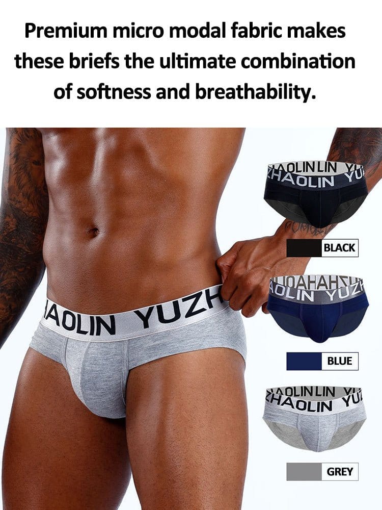 menaful Briefs 3 Pack Soft Touch Men's Briefs With Support Pouch