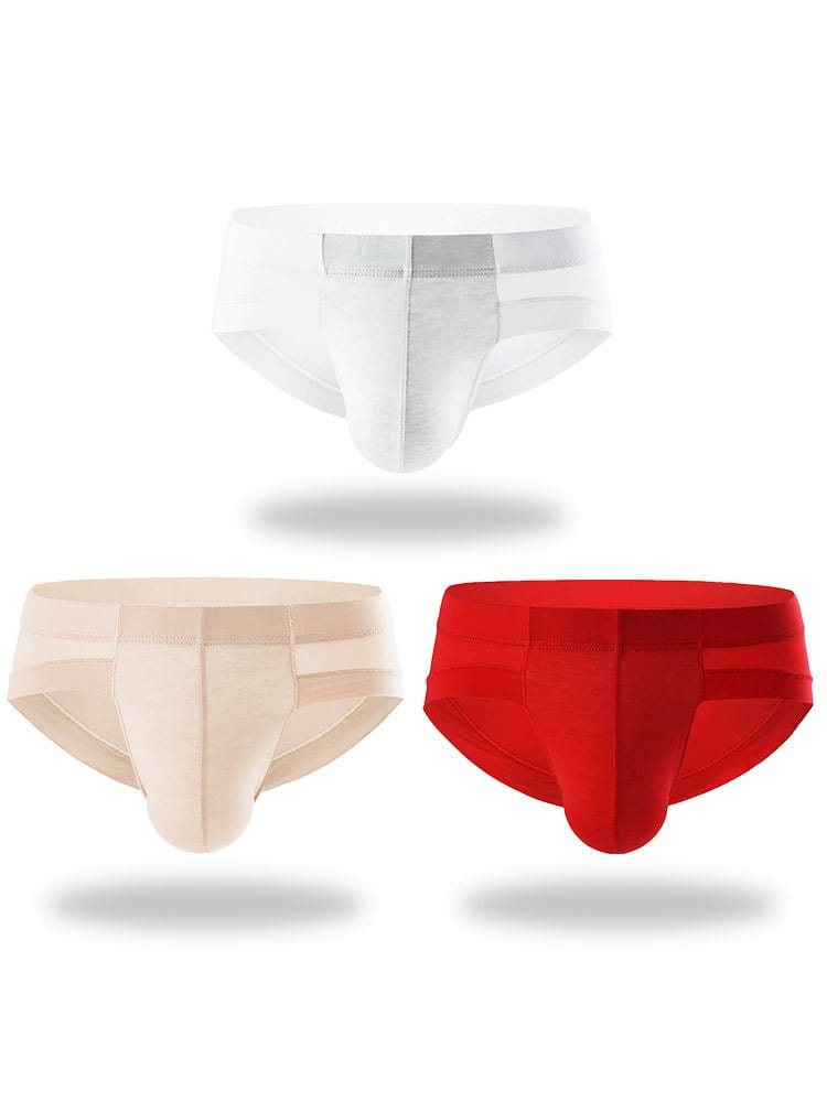 menaful Briefs Color 2 / S 3 Pack Summer Men's Brief With Support Pouch