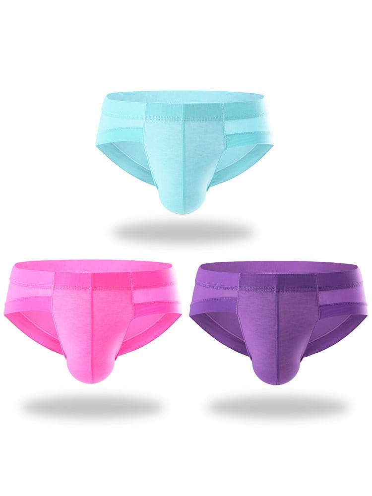 menaful Briefs Color 3 / S 3 Pack Summer Men's Brief With Support Pouch