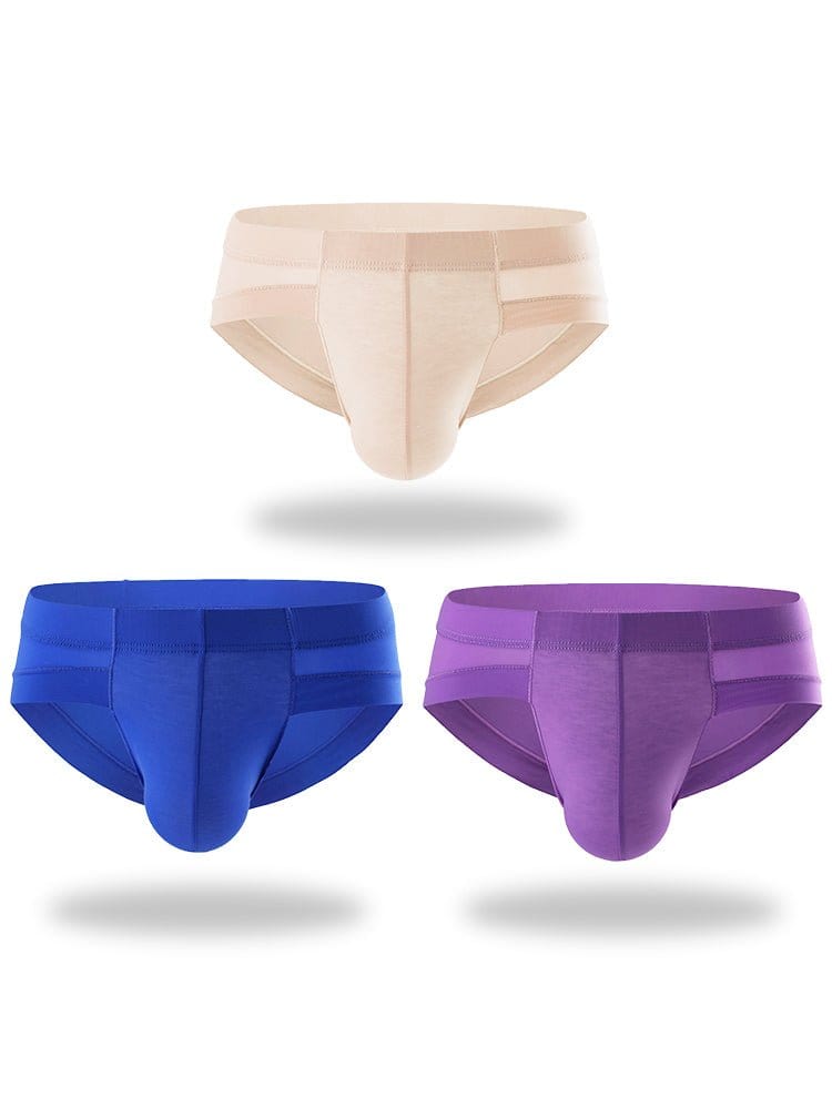 menaful Briefs Color 4 / S 3 Pack Summer Men's Brief With Support Pouch