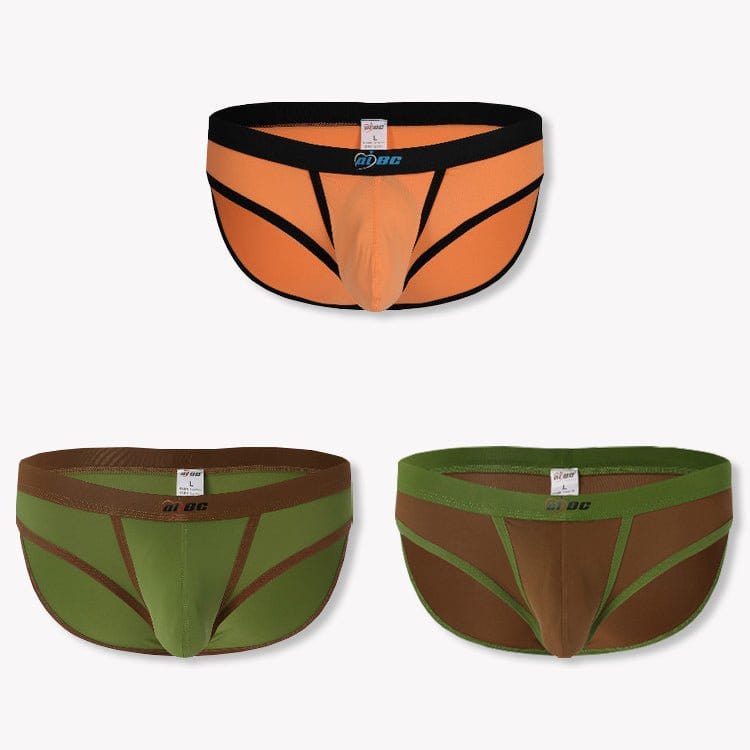 menaful Briefs Orange/Green/Coffee / XS 3 Pack Cooling Men's Brief With Separate Ball Pouch