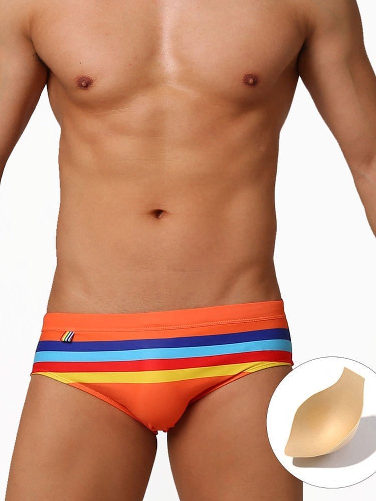 menaful briefs Orange / M Color Striped Swim Briefs