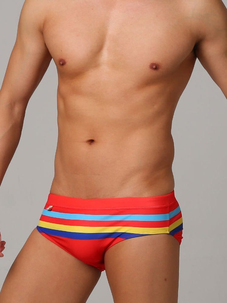 menaful briefs Red / M Color Striped Swim Briefs