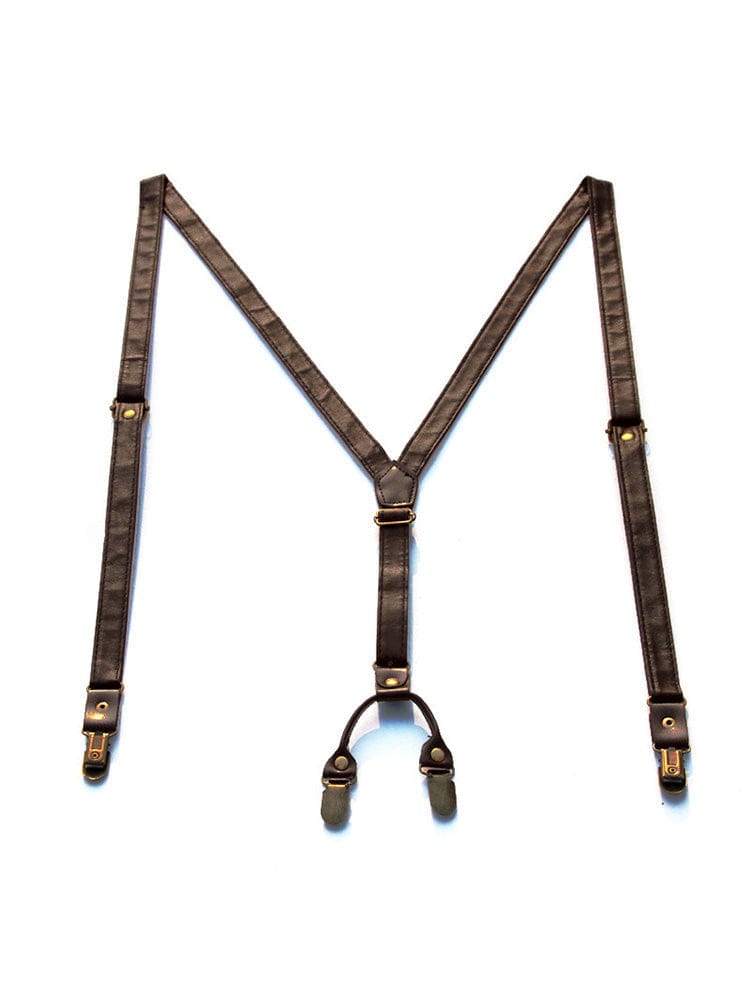 menaful Brown / 4 clips Traditional Suit Suspender Clip Harness