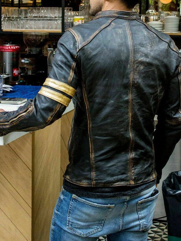 menaful Brown Handmade Distressed Biker Leather Jacket