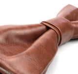 menaful Brown Leather Bow Tie - 12cm x 6cm