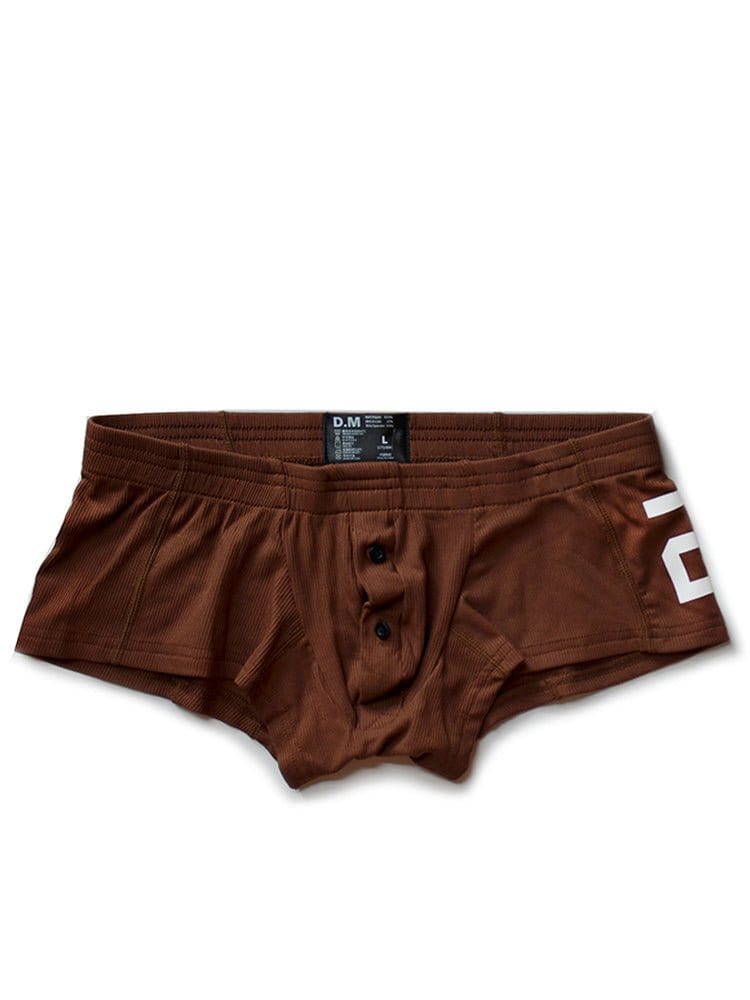 menaful Brown / M Comfort Solid Color Button Boxer