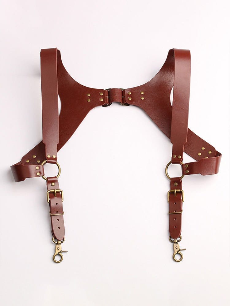 menaful Brown / One Size Genuine Leather Vintage Cowhide Holster Side Clip Hook With Strap Clip