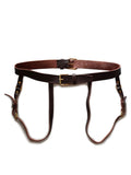 menaful Brown / One Size Men's  Leather Double Belt Binding Bondage