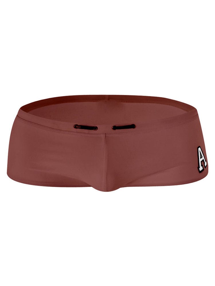 menaful Brown / S Men's Letter A Sexy Swim Trunks