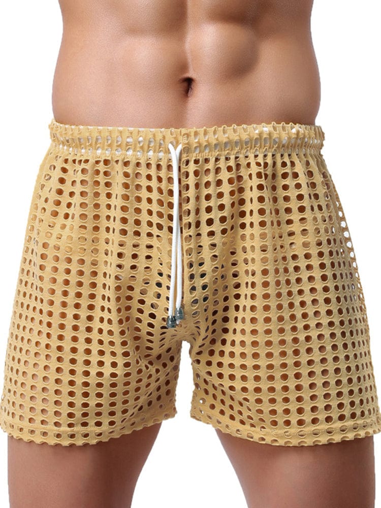 menaful Brown / S Men's Loose Sexy Mesh Shorts